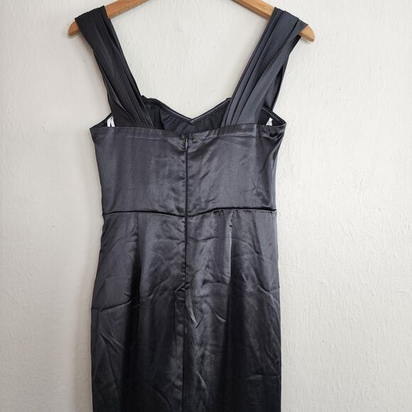 Lulus Stunning Arrival Black Satin Off The Shoulder Maxi Dress - Picture 10 of 12